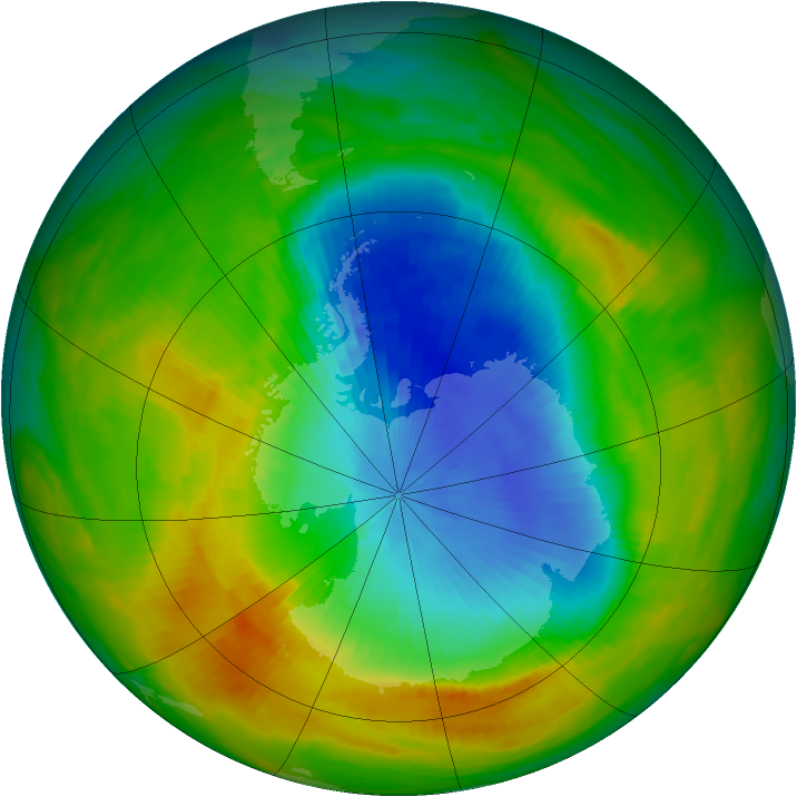 Antarctic ozone map for 08 November 1986